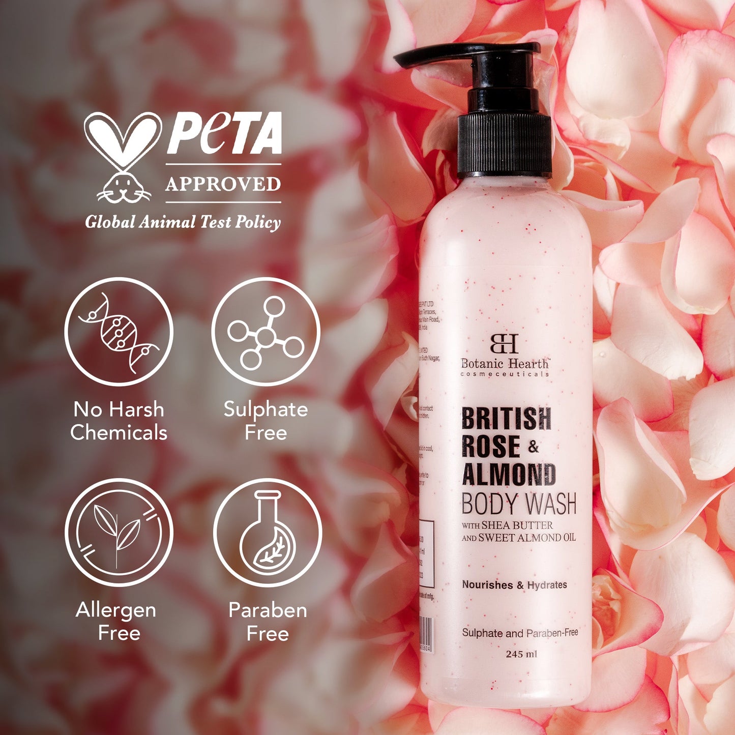 British Rose  Almond Body Wash 245ml