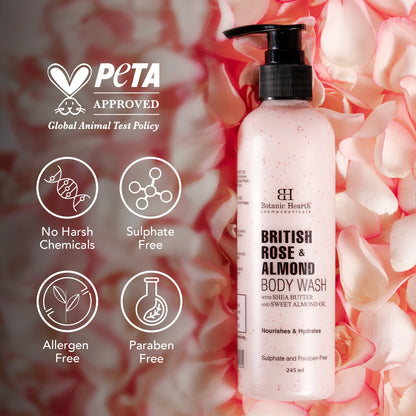 British Rose  Almond Body Wash 245ml