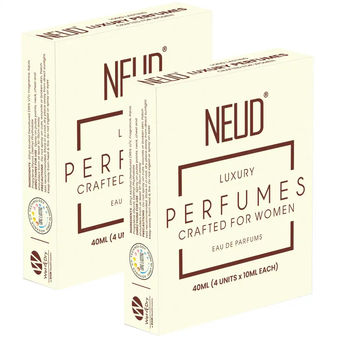 NEUD Luxury Pocket Perfume Gift Set for Women - Long Lasting Eau de Parfum Fruity Rose Musk Green Apple - 4x10ml