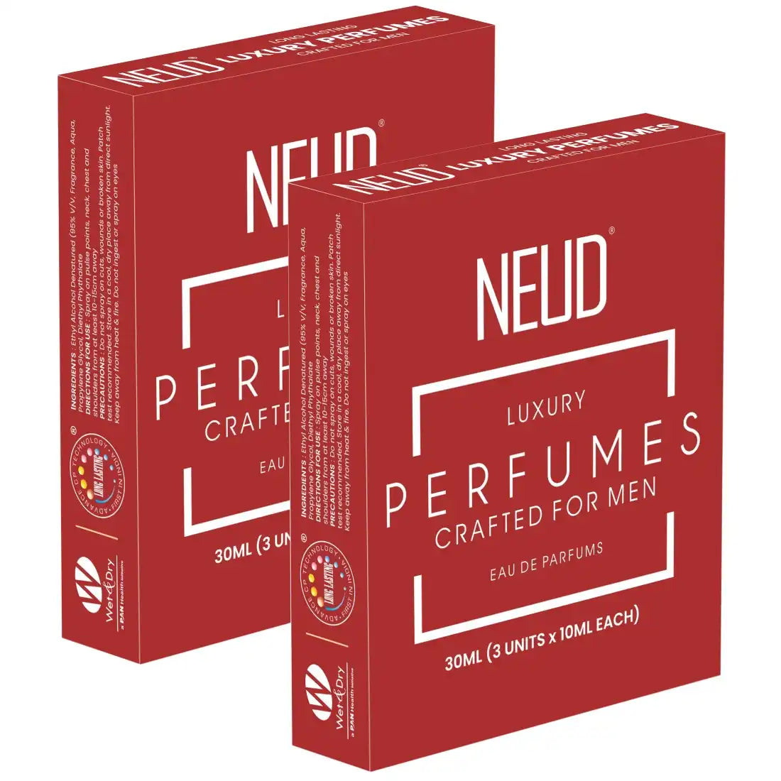 NEUD Luxury Pocket Perfume Gift Set for Men - Long Lasting Eau de Parfum Citrus Lavender Cedarwood Fragrance - 3x10ml