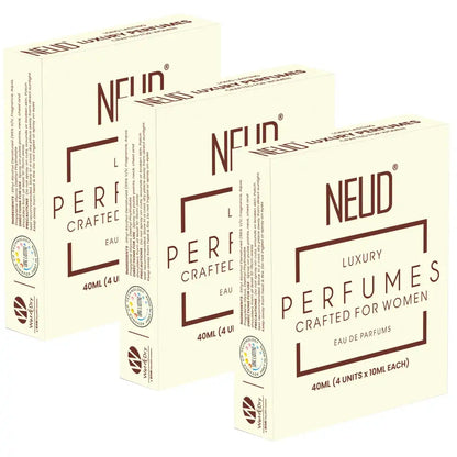 NEUD Luxury Pocket Perfume Gift Set for Women - Long Lasting Eau de Parfum Fruity Rose Musk Green Apple - 4x10ml