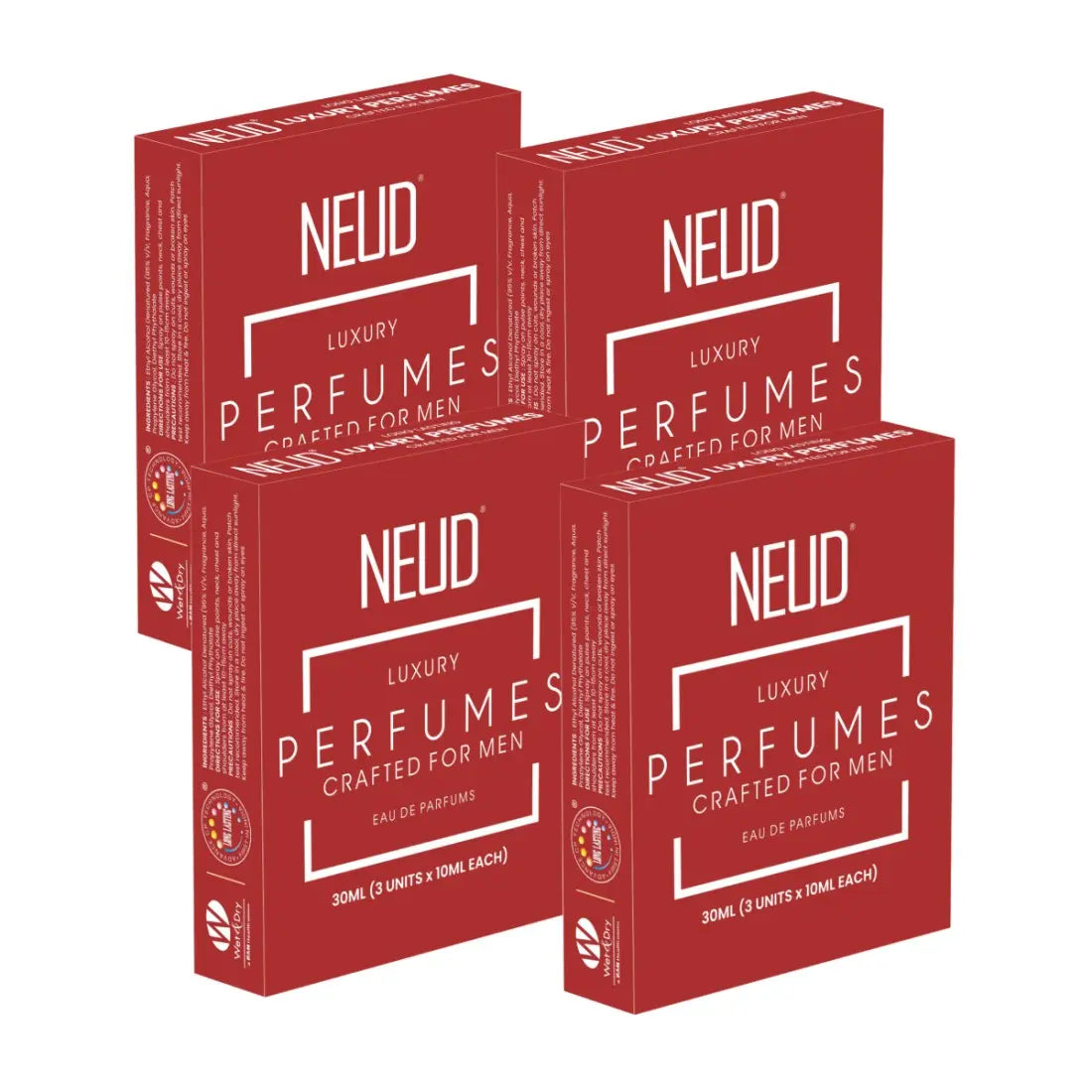 NEUD Luxury Pocket Perfume Gift Set for Men - Long Lasting Eau de Parfum Citrus Lavender Cedarwood Fragrance - 3x10ml