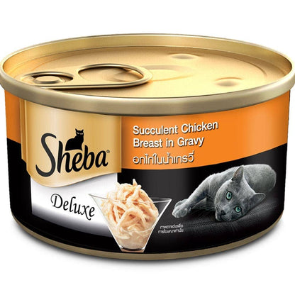 Sheba Complete Nutrition Succulent Chicken Breast In Gravy Cat Wet Food and Chicken Flavour Irresistible Cat Dry Food Combo