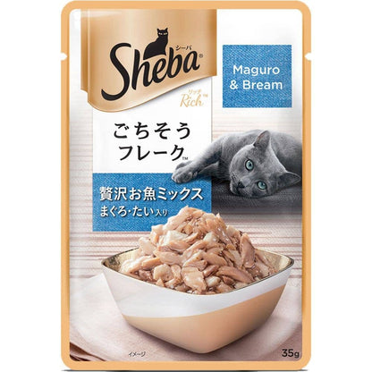 Sheba Maguro  Bream Fish Mix Premium Cat Wet Food and Salmon Flavour Irresistible All Life Stages Cat Dry Food Combo