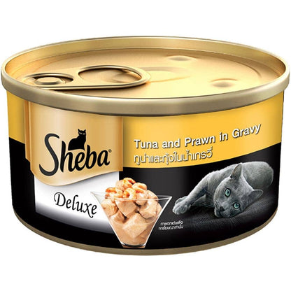 Sheba Tuna Fillet  Whole Prawns in Gravy Premium Cat Wet Food and Chicken Flavour Irresistible All Life Stage Cat Dry Food Combo