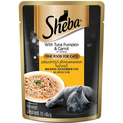 Sheba Tuna Pumpkin Carrot and Chicken With Tuna Adult Cat Wet Food Combo