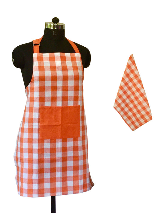 Lushomes Orange & Red Kitchen Apron Set, 2 Pc, 40x60 cm & 60x80 cm, for Men & Women