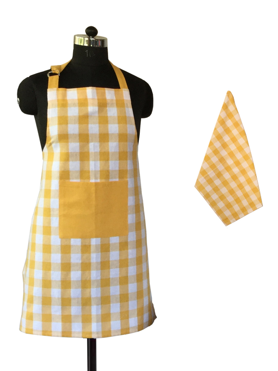 Lushomes yellow kitchen apron set, 2 pcs, 40x60 cm & 60x80 cm, for men & women.