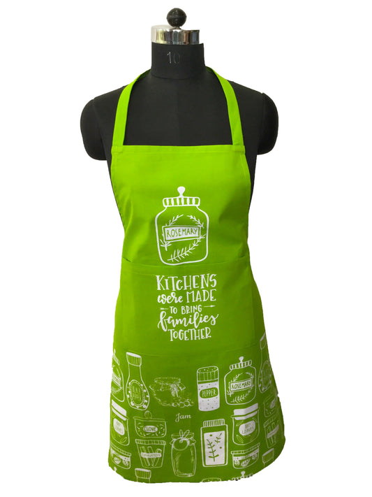 Lushomes Cotton Kitchen Apron, Green, 60x80 cm, Pack of 1, for Men & Women.