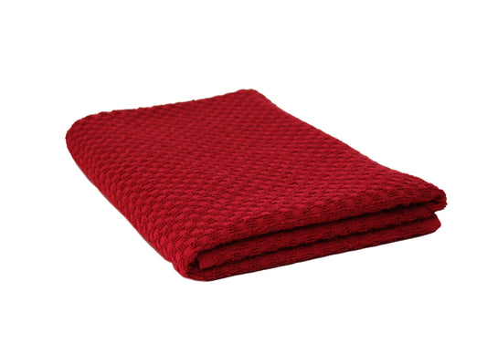 Lushomes Cherry Red Bath Towel, Cotton, Popcorn Weave, 335 GSM, 70x150 cm (28x59 in), Pack of 1.