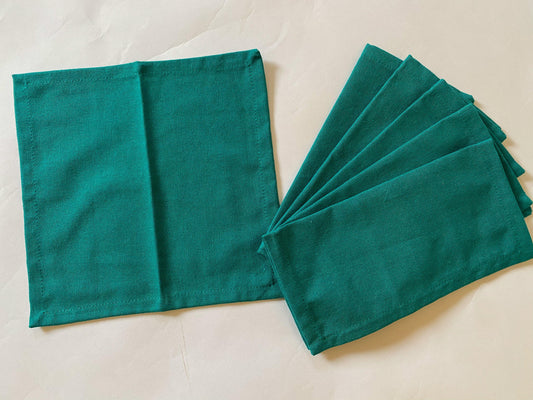 Lushomes Sea Green Cloth Cocktail Napkins, 9x9 inch, Pack of 6 for Homes, Restaurants, Bars, Cafes, Events, 4-seater dining table.