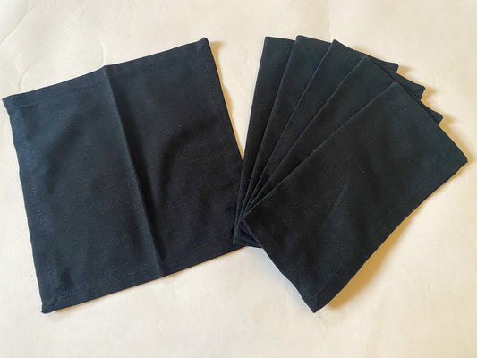 Lushomes Black Cloth Cocktail Napkins, 9x9 inch, Pack of 6 for Homes, Restaurants, Bars, Cafes, Events, 4-seater dining table.