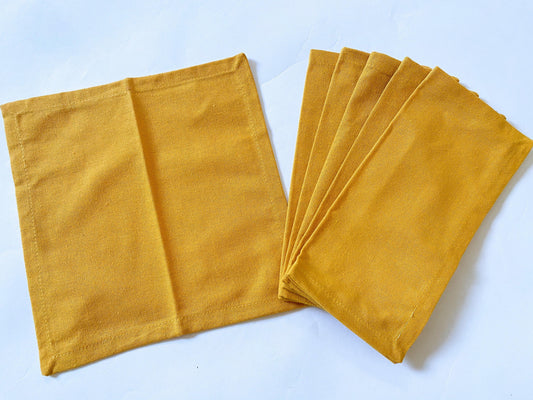 Lushomes Dark Yellow Cloth Napkins, 9x9 inch, Pack of 6 for Homes, Restaurants, Bars, Cafes, Events.