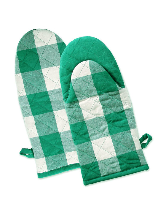 Lushomes oven gloves heat proof Buffalo Checks microwave gloves Frog Style oven accessories microwave hand gloves Pack of 2 6 x 13 Inches Green