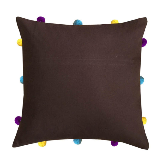 Lushomes cushion cover 12x12 boho cushion covers sofa pillow cover cushion covers with tassels cushion cover with pom pom 12x12 Inches Set of 1Brown