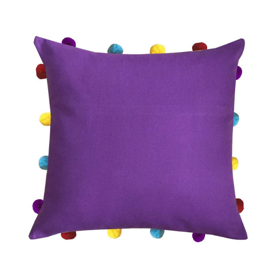 Lushomes cushion cover 14x14 boho cushion covers sofa pillow cover cushion covers with tassels cushion cover with pom pom 14x14 Inches Set of 1 Purple