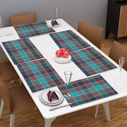 Lushomes Table Mat Green Checks design Dining Table Mat table mats set of 6 Also Used as kitchen mat fridge mat cupboard sheets for wardrobe Fused Texture Pack of 6 13x18 Inches 33x48 Cms