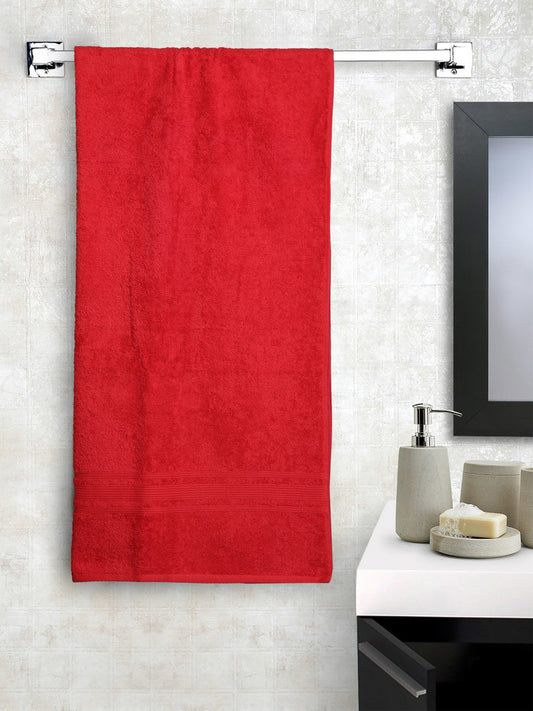 Lushomes Hibiscus Red Bath Towel, Super Soft, Fluffy, Turkish Cotton, 35x71 inches, 450GSM, Single Pc.