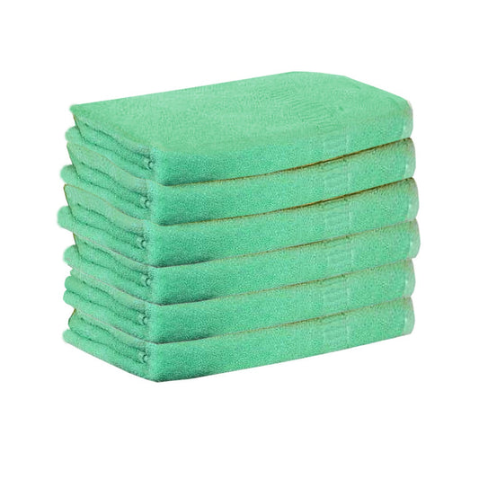 Green Hand Towel Set of 6, Cotton Crepe, 35x50 cm, 400 GSM, by Lushomes.