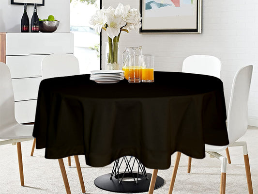 Lushomes 40" round cotton table cloth, black, for study, tea, dining, 2-seater, oval table.