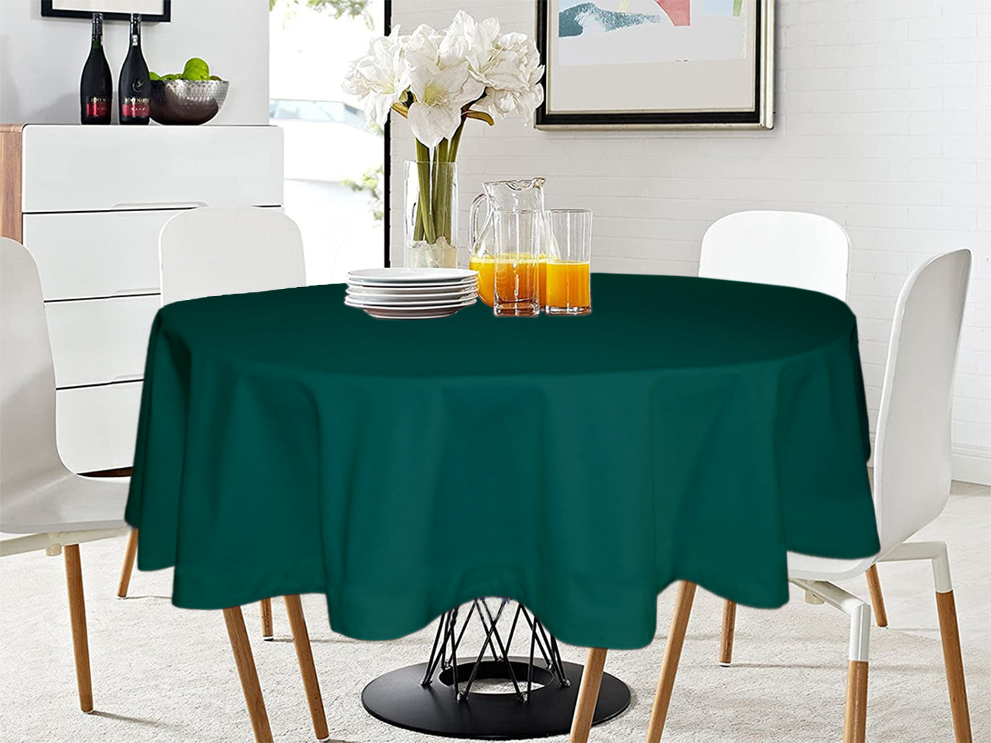 Lushomes Royal Green Classic Plain Dining Table Cover Cloth Round Table Cover table cloth table cover Size 60 Round 4 Seater RoundOval Table Cloth