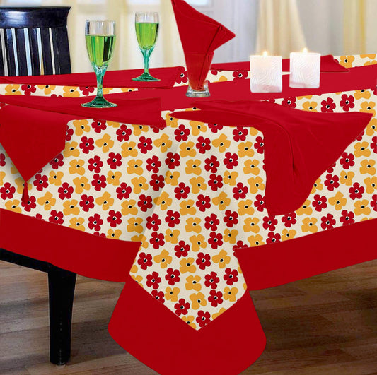 Lushomes 6-seater dining table cover set: 1 table cloth (60x90"), 1 runner (12x102"), 6 napkins (17x17").