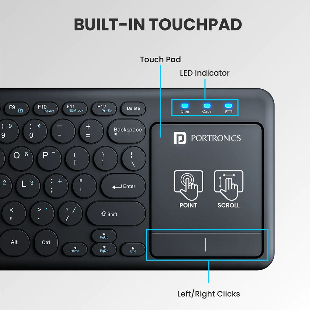 Portronics Bubble Pro Wireless Keyboard with Touchpad