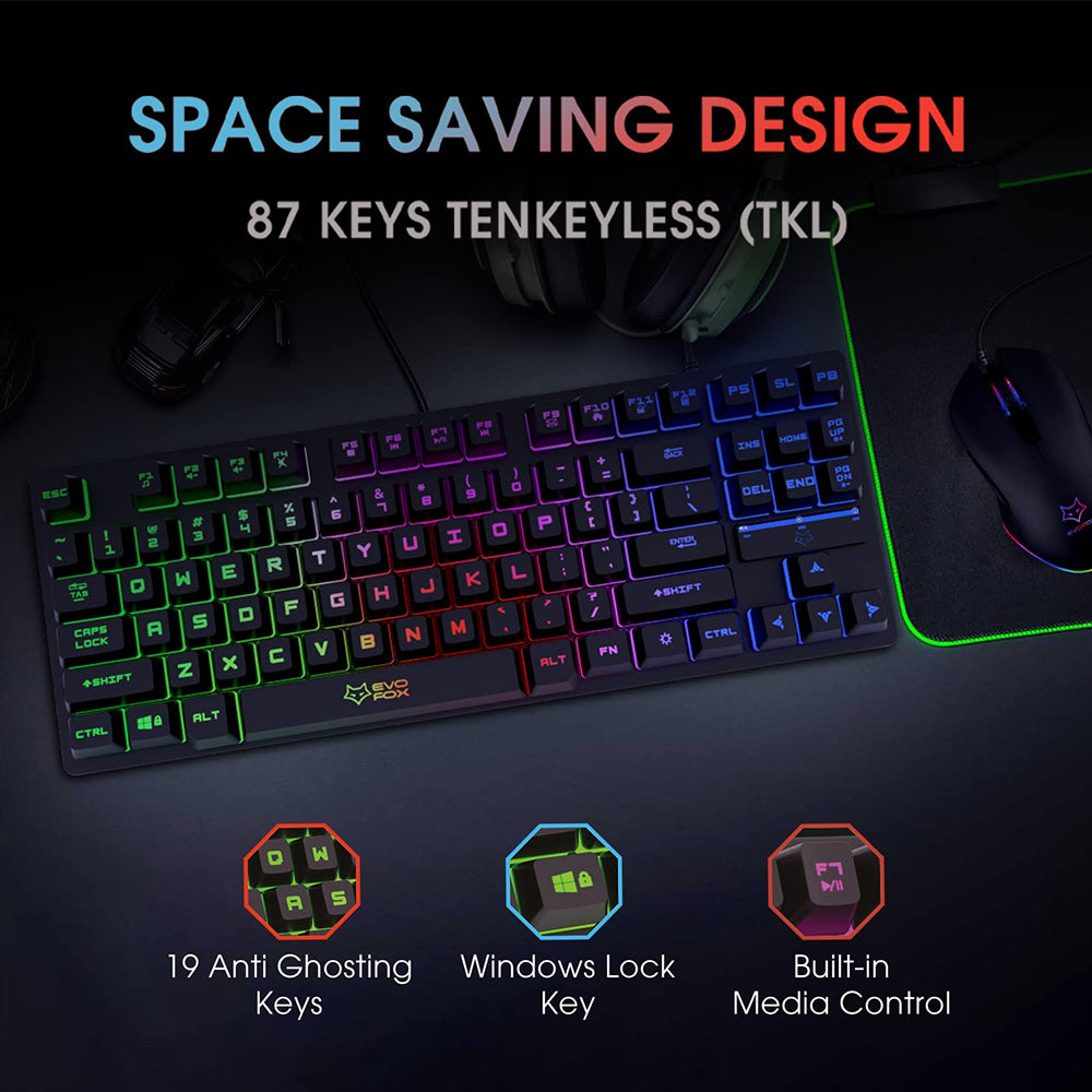 Amkette 432 EvoFox X-Team Gaming Wired Keyboard  Mouse