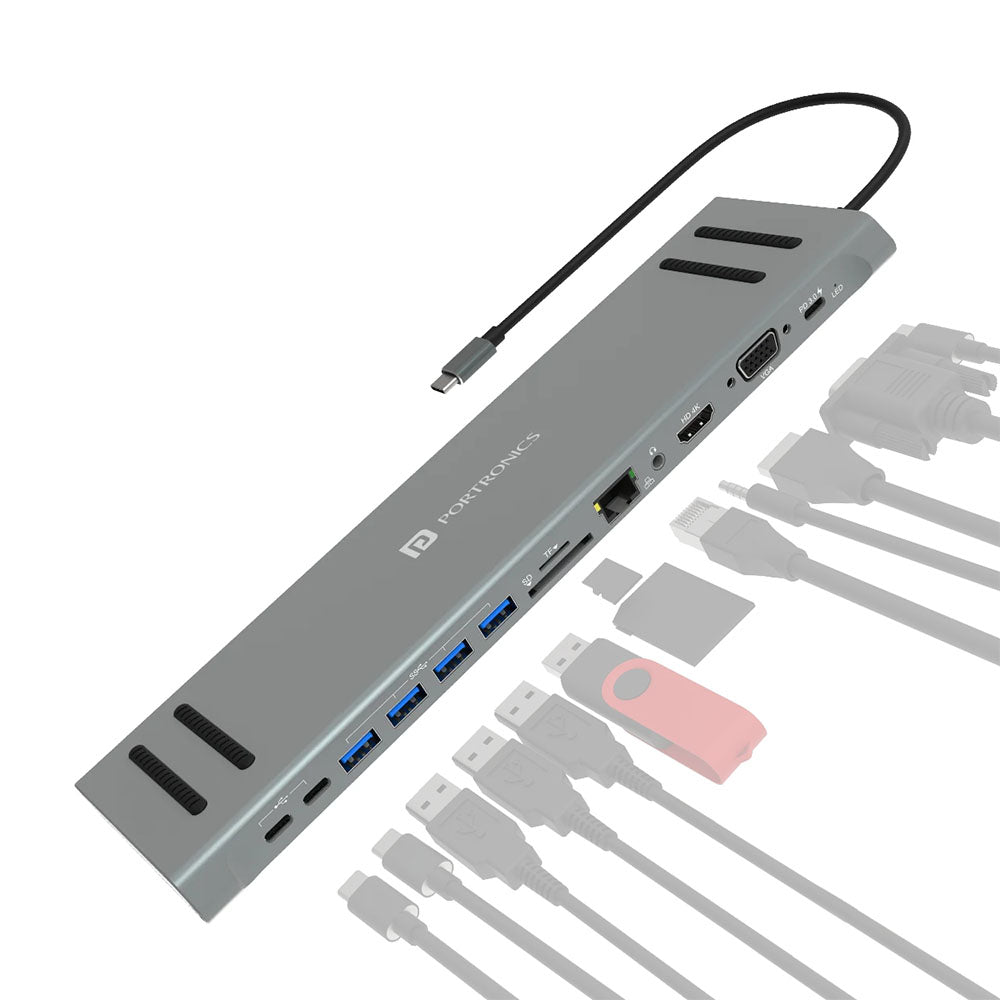 Portronics Mport 13C 13 in 1 Type C USB Hub Docking Station