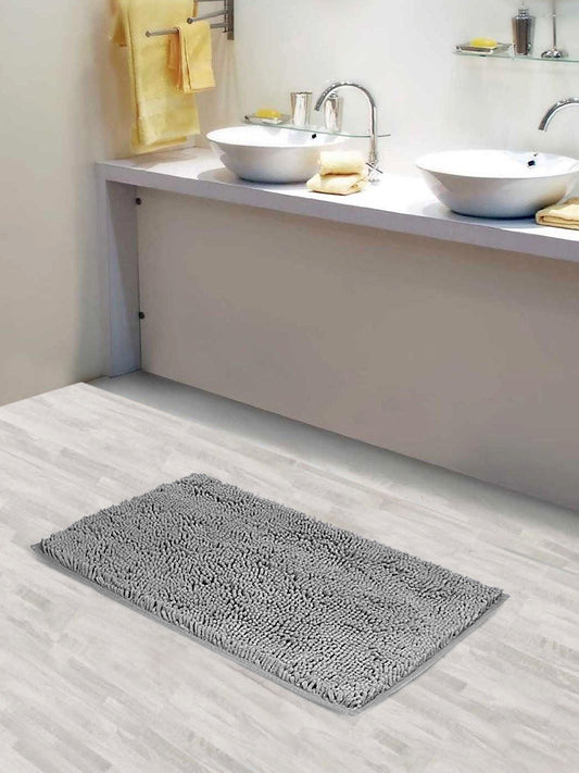 Lushomes Bathroom Mat floor mats for home anti slip mat non slip mat 1800 GSM Floor Mat with High Pile Microfiber anti skid mat for bathroom floor 12 x 18 Inch Single Pc Dark Grey