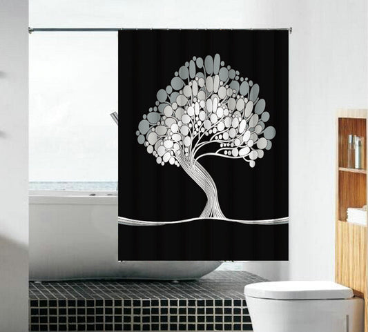 Lushomes waterproof polyester shower curtain 6x6.5 ft with 12 hooks, non-PVC, for washroom or balcony.