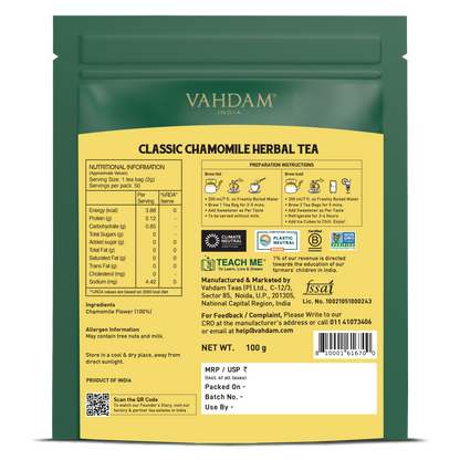 Classic Chamomile Herbal Tea Tisane 50 Count