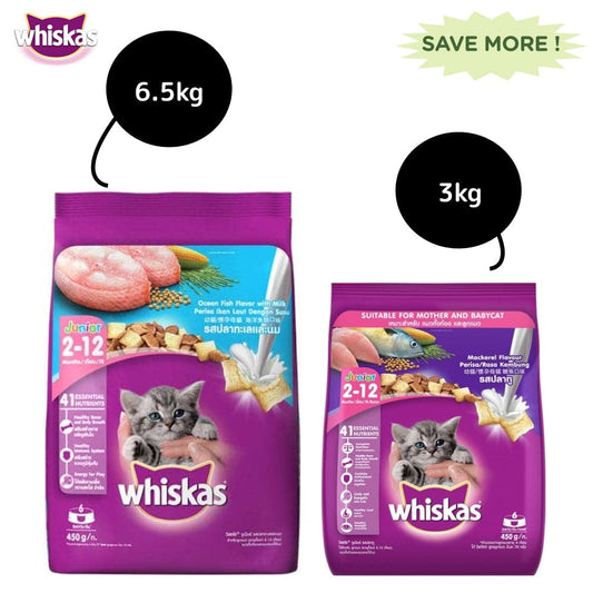 Whiskas Ocean Fish and  Mackerel Flavour Kitten Cat 2 to 12 months Dry Food Combo