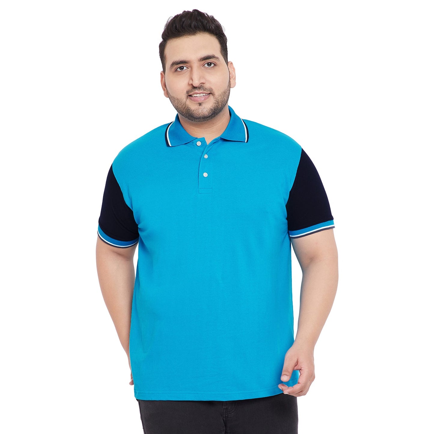 Men Plus Size Cosmo Colorblock Polo Tshirt