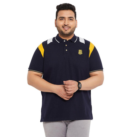 Men Plus Size Crikfow-Navy Solid Polo Tshirt