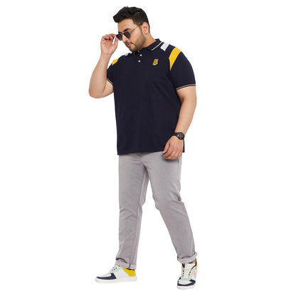 Men Plus Size Crikfow-Navy Solid Polo Tshirt