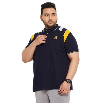 Men Plus Size Crikfow-Navy Solid Polo Tshirt