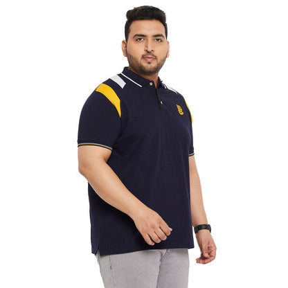 Men Plus Size Crikfow-Navy Solid Polo Tshirt