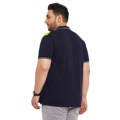 Men Plus Size Crikfow-Navy Solid Polo Tshirt