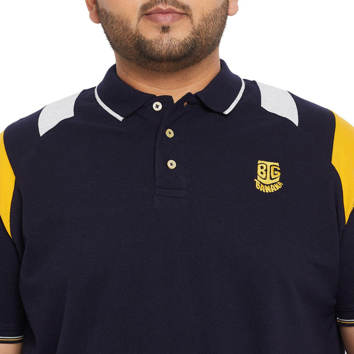 Men Plus Size Crikfow-Navy Solid Polo Tshirt