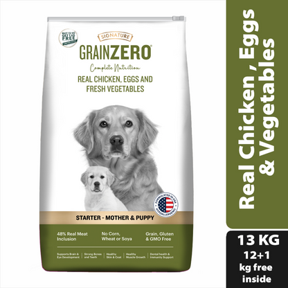 Signature Grain Zero Real Chicken Egg and Vegetables Mother and Puppy Starter Dog Dry Food