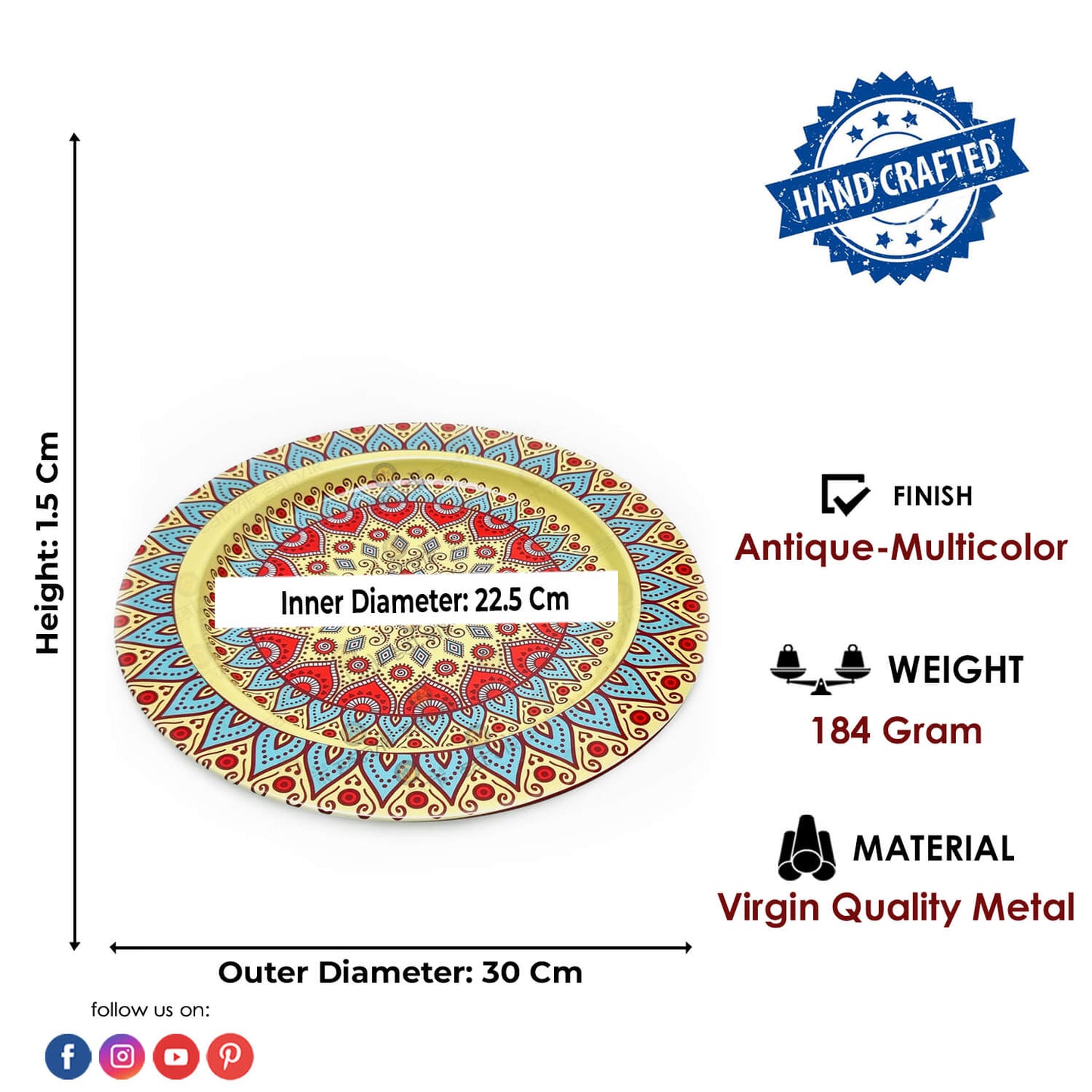 Decorative Puja Thali with Mandala Design