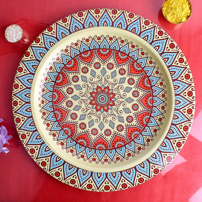 Decorative Puja Thali with Mandala Design