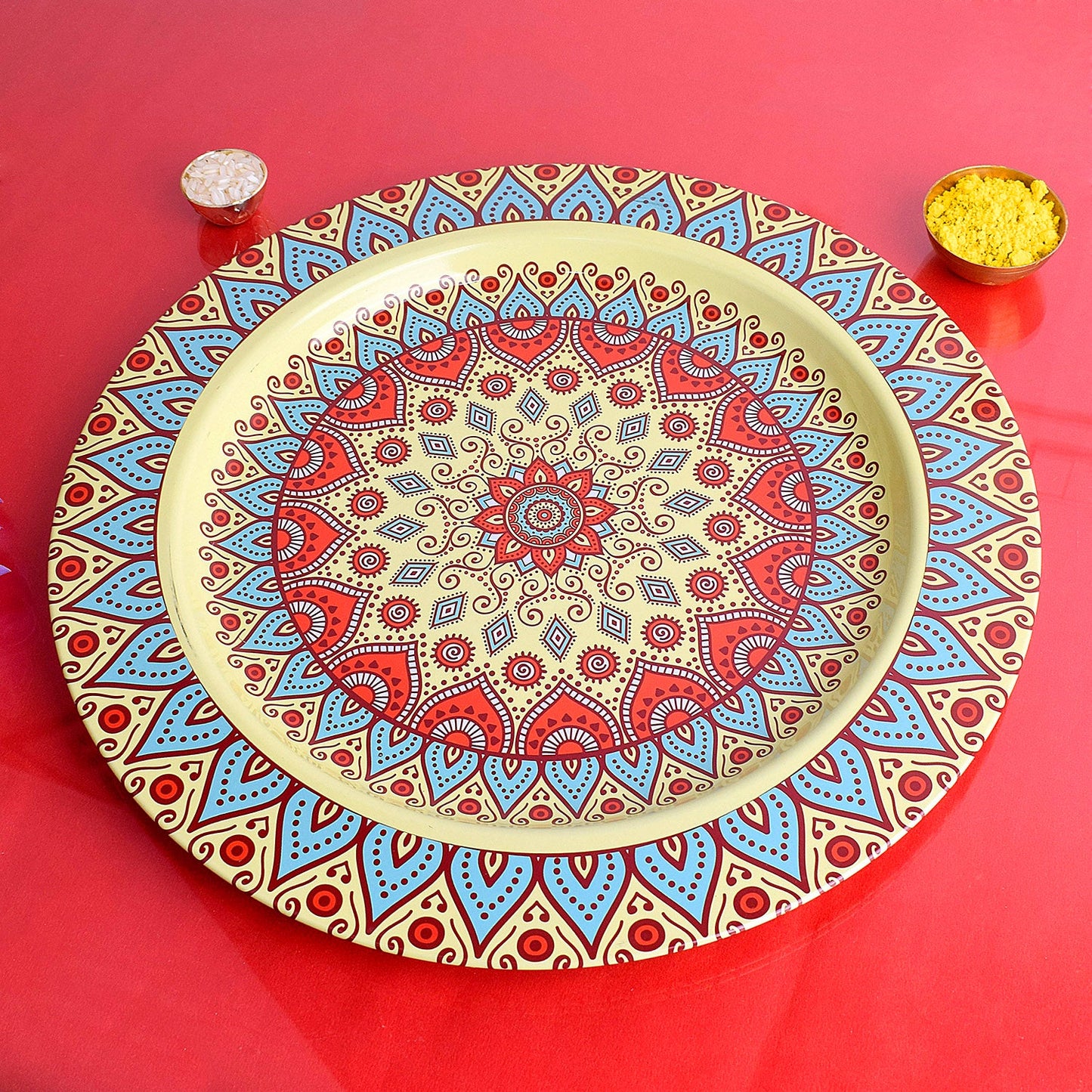 Decorative Puja Thali with Mandala Design