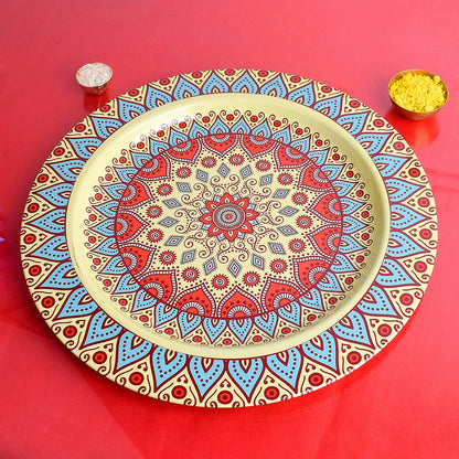 Decorative Puja Thali with Mandala Design