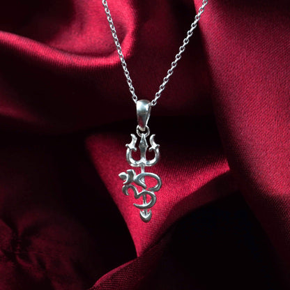 Mahadev Om with Trishul Silver Locket  Silver Pendant for Gifts