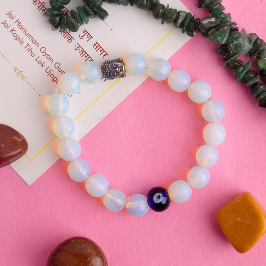 Authentic Buddha Opalite Bracelet with Evil Eye