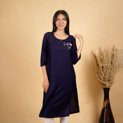 Radhe Radhe Pattern Long Kurti for Women