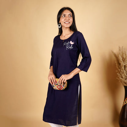 Radhe Radhe Pattern Long Kurti for Women