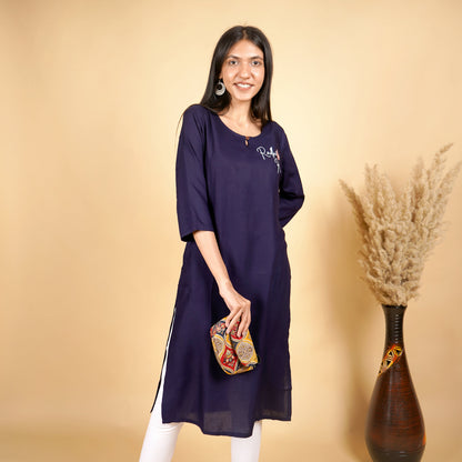 Radhe Radhe Pattern Long Kurti for Women